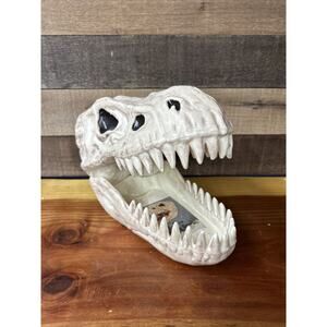 T Rex Skull Candy Bowl Seasons USA Halloween Prop Decor Dinosaur 12” Long